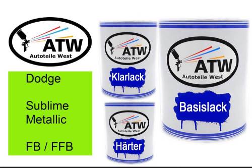 Dodge, Sublime Metallic, FB / FFB: 1L Lackdose + 1L Klarlack + 500ml Härter - Set, von ATW Autoteile West.